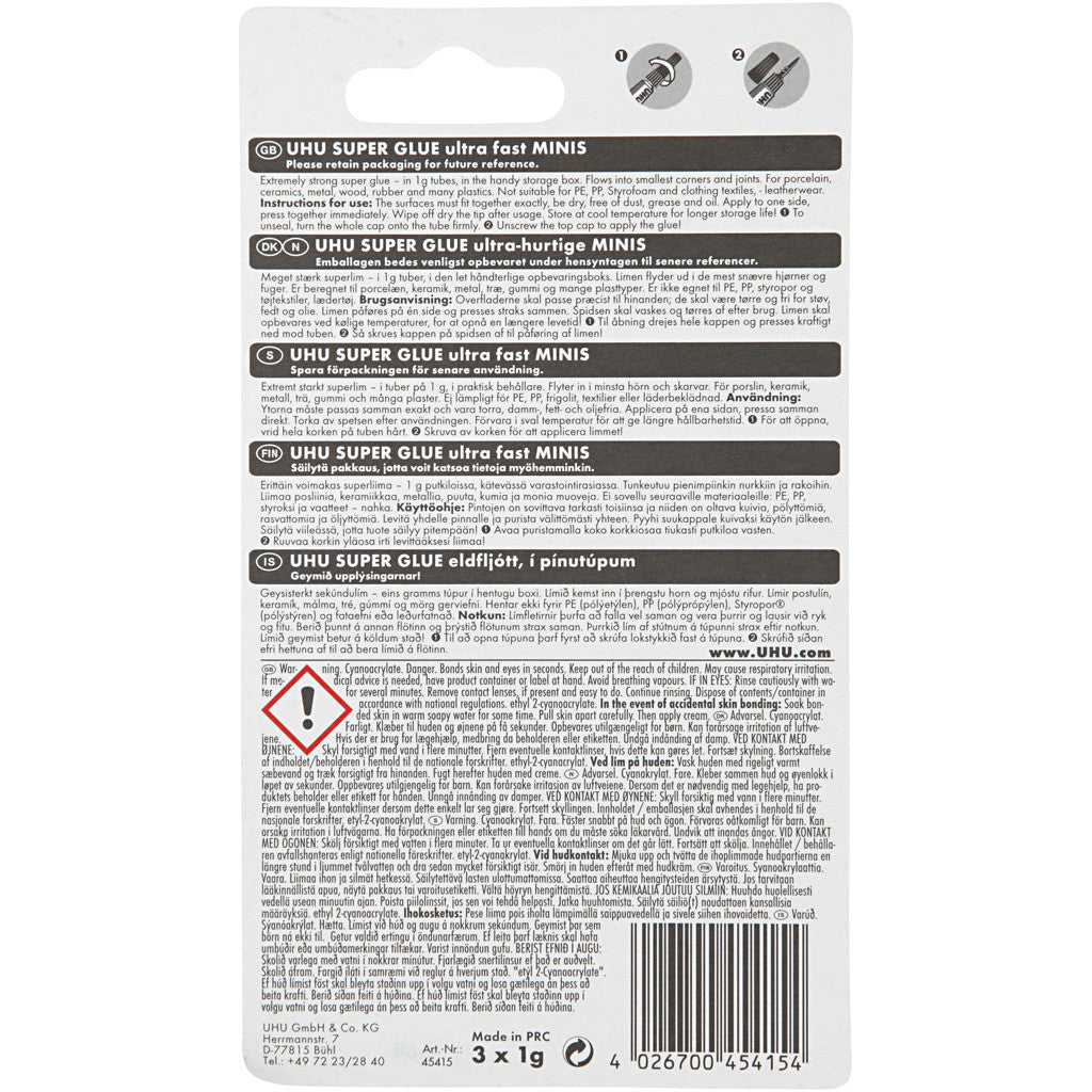 UHU Super, 3x1 g/ 1 pack [HOB-39072]