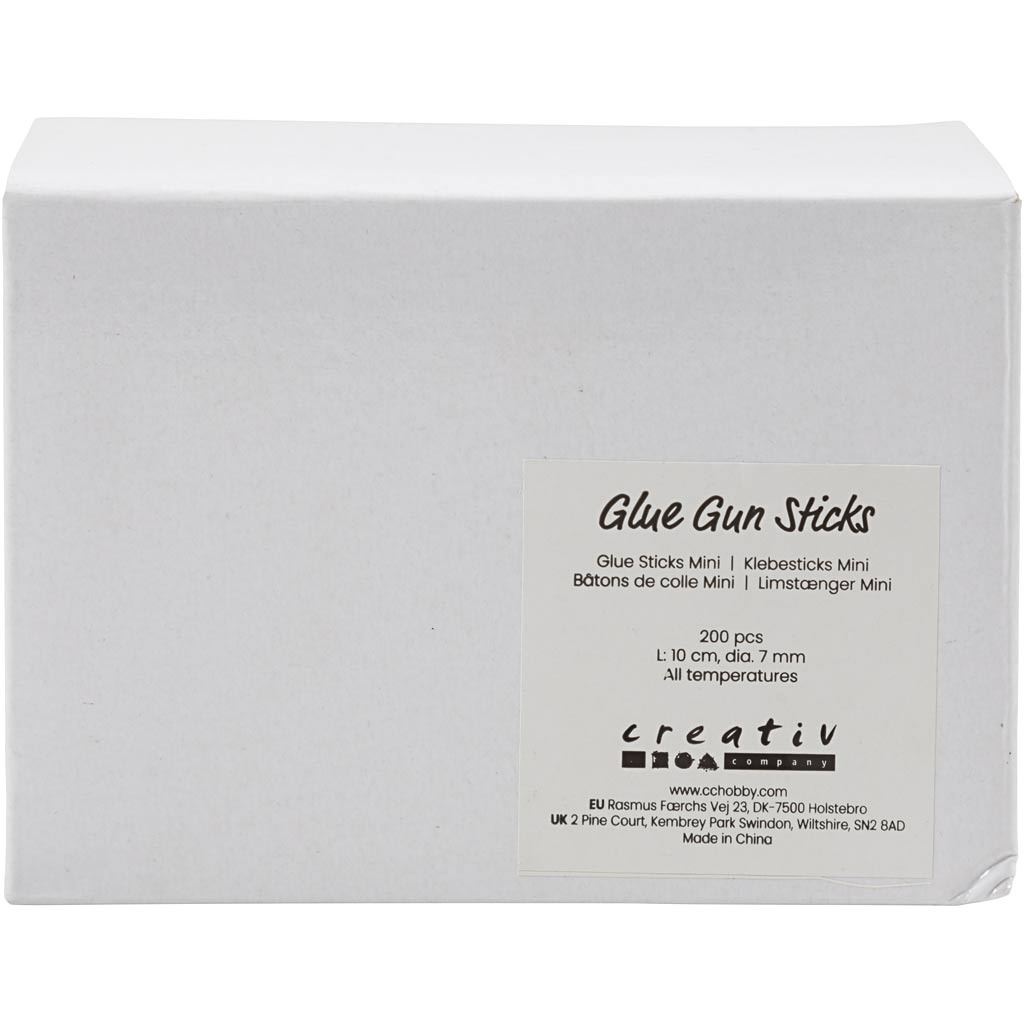 Glue Sticks Mini, L: 10 cm, dia. 7 mm, 200 pc/ 1 pack [HOB-391365]