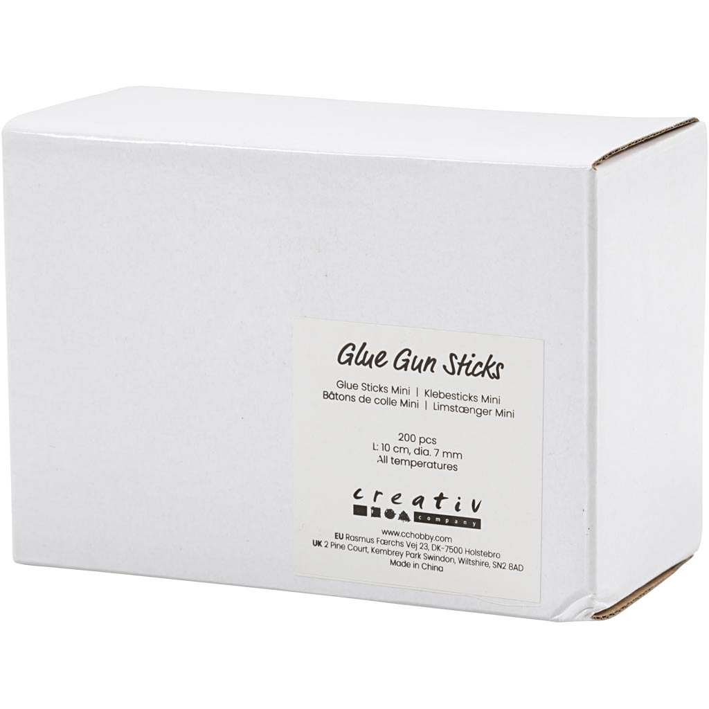 Glue Sticks Mini, L: 10 cm, dia. 7 mm, 200 pc/ 1 pack [HOB-391365]