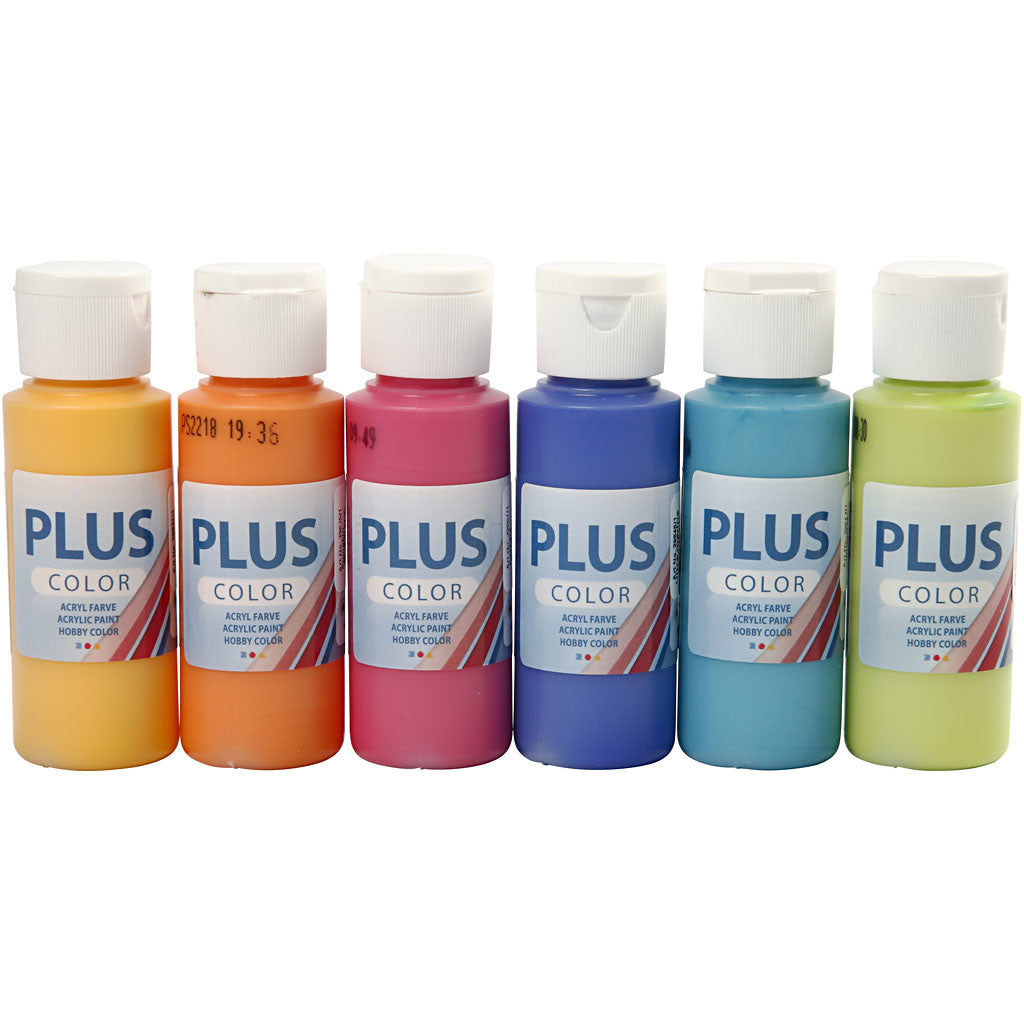 Plus Color Craft Paint, colorful, 6x60 ml/ 1 pack [HOB-39695]