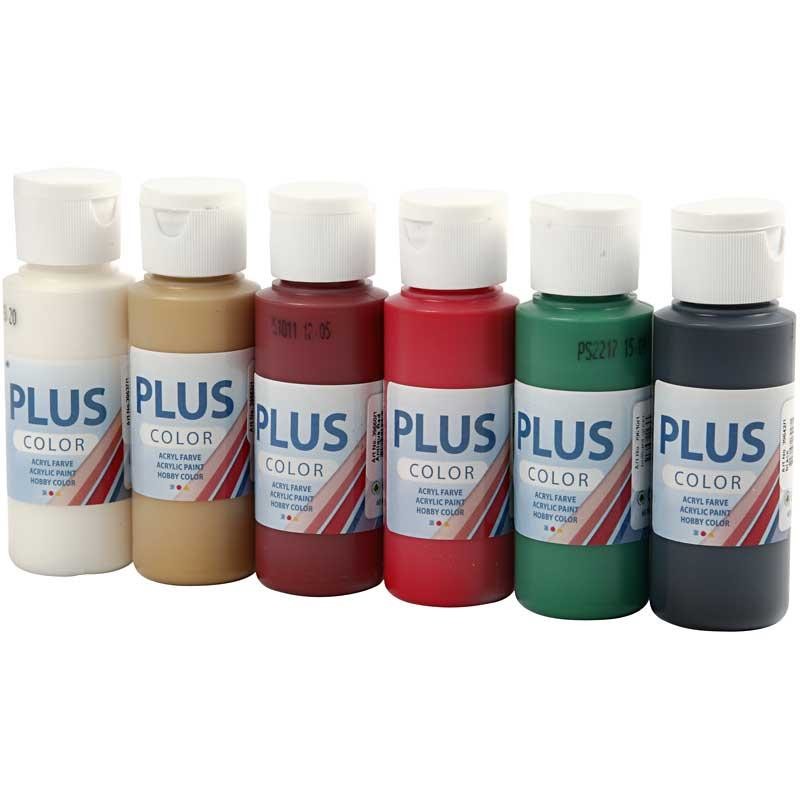 Plus Color Craft Paint, christmas colours, 6x60 ml/ 1 pack [HOB-39696]