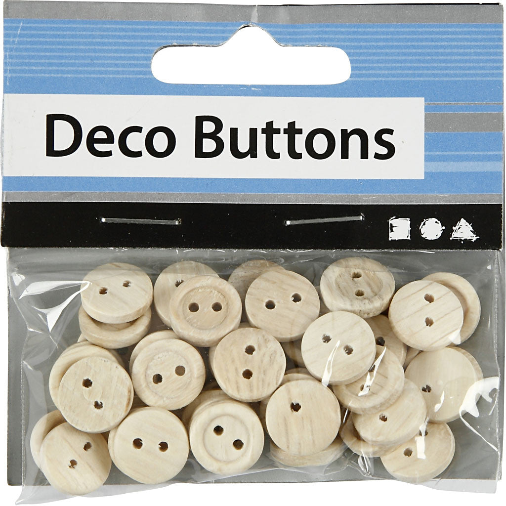 Wooden Buttons, dia. 11 mm, 2 holes, 50 pc/ 1 pack [HOB-403021]