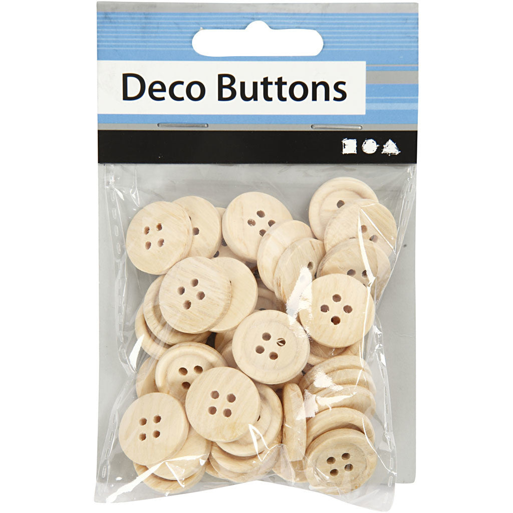 Wooden Buttons, dia. 18 mm, 4 holes, 40 pc/ 1 pack [HOB-403061]