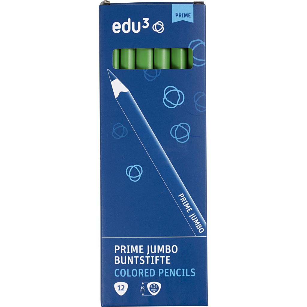 edu Jumbo Coloured Pencils, thickness 10 mm, lead 6,25 mm, light green, 12 pc/ 1 pack [HOB-408062]