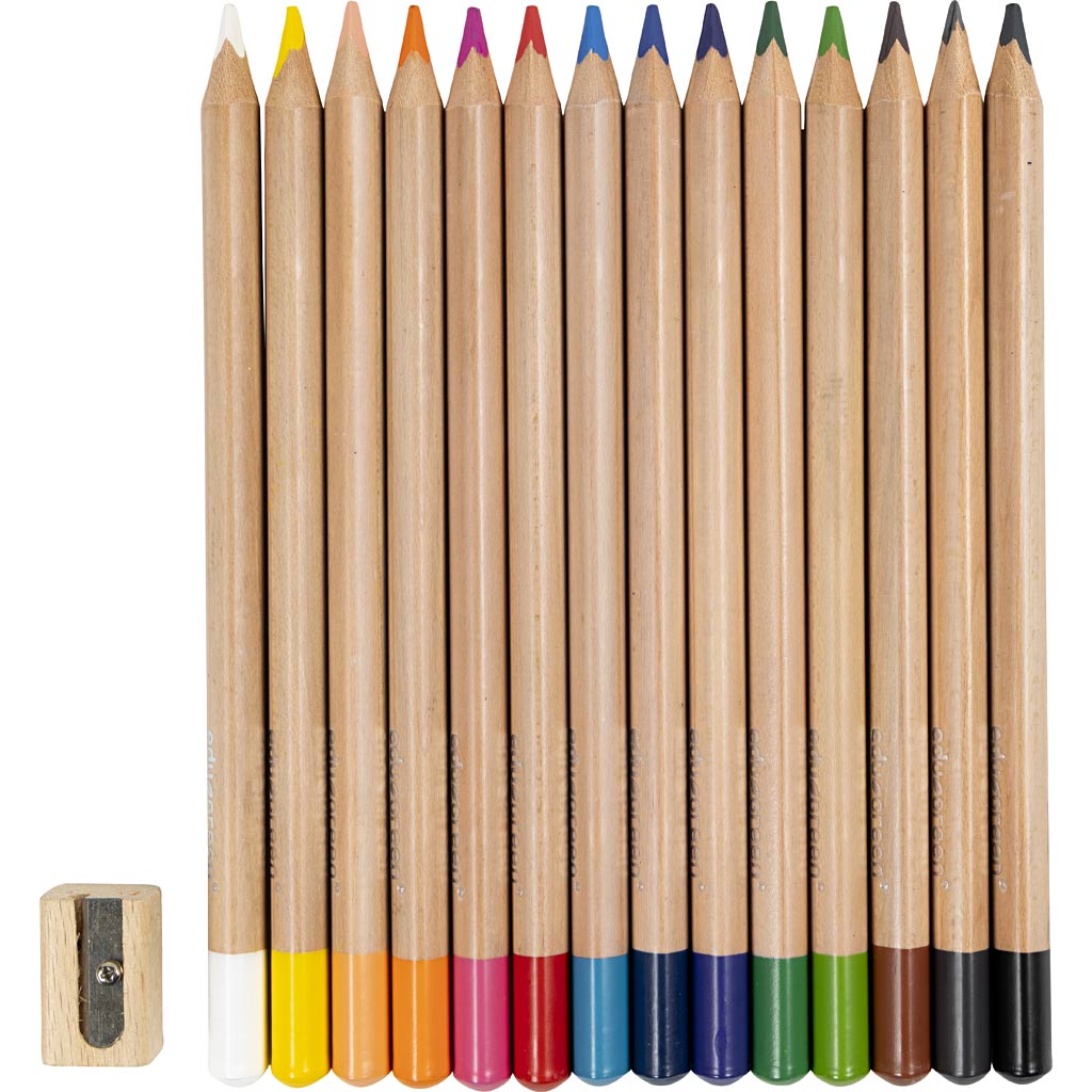 Edugreen Jumbo Coloured Pencils, lead 5 mm, assorted colours, 12 pc/ 1 pack [HOB-408114]