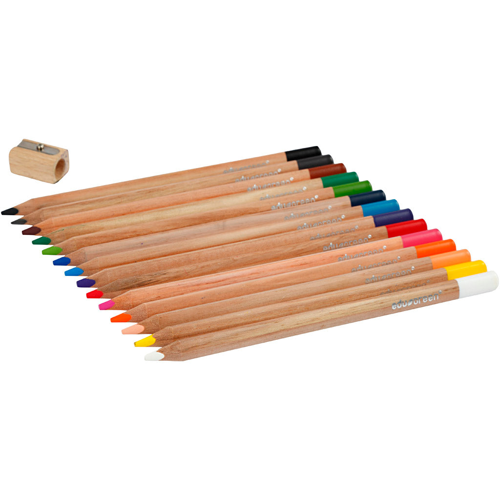 Edugreen Jumbo Coloured Pencils, lead 5 mm, assorted colours, 12 pc/ 1 pack [HOB-408114]
