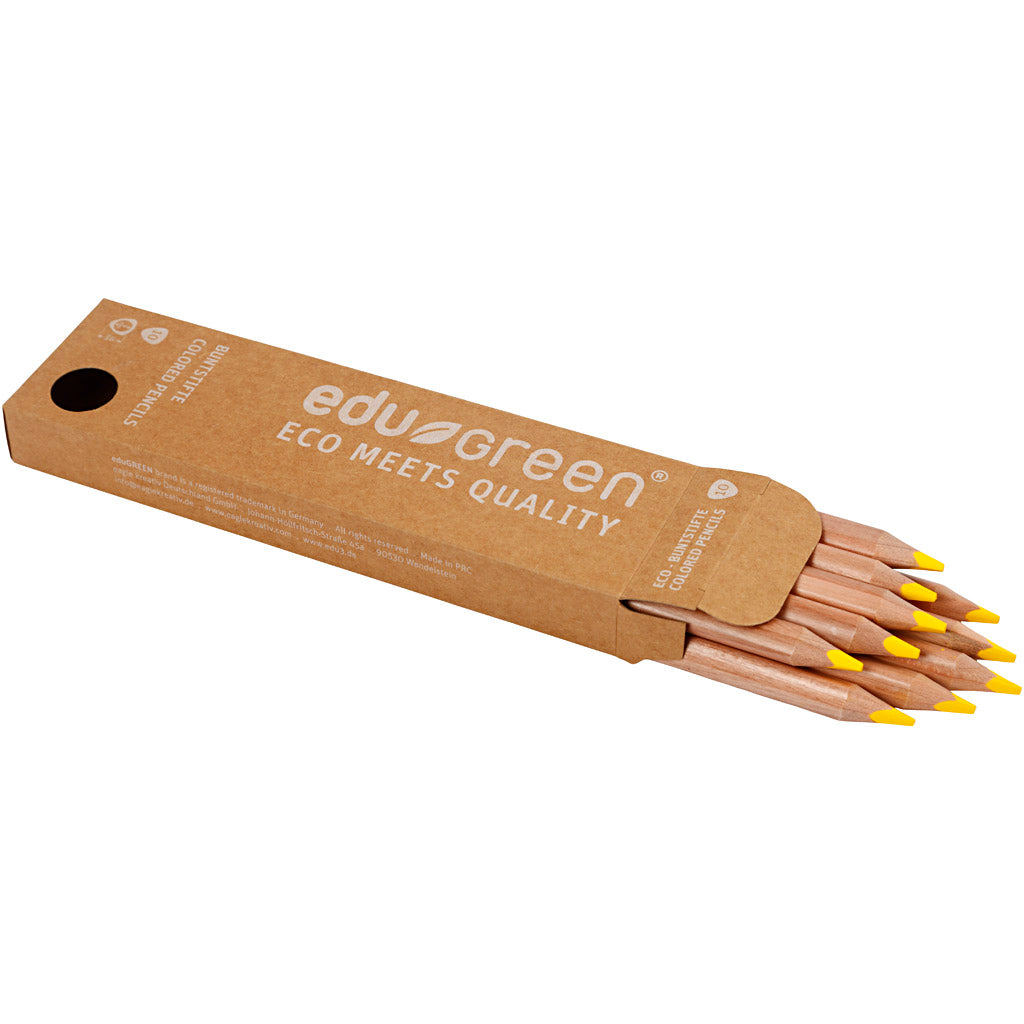 Edugreen Jumbo Coloured Pencils, lead 5 mm, yellow, 10 pc/ 1 pack [HOB-408214]