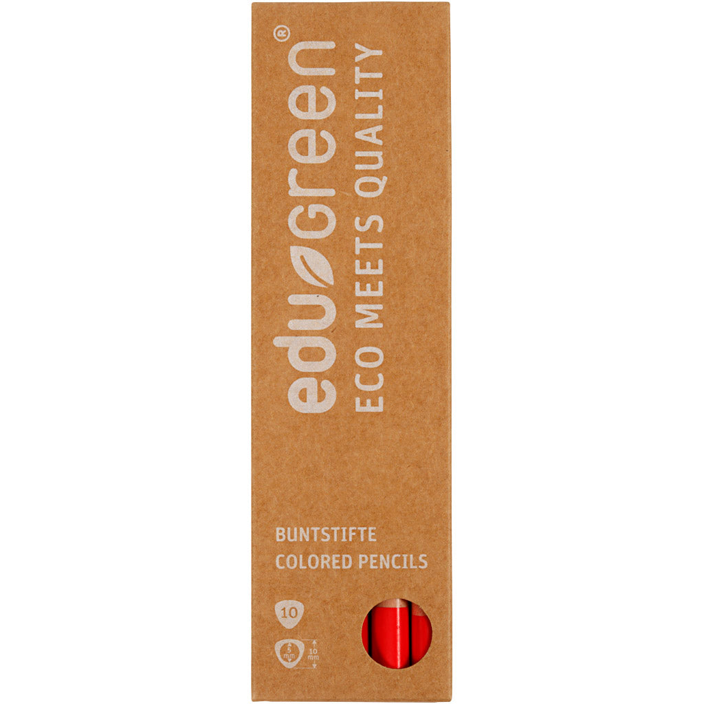 Edugreen Jumbo Coloured Pencils, lead 5 mm, red, 10 pc/ 1 pack [HOB-408236]