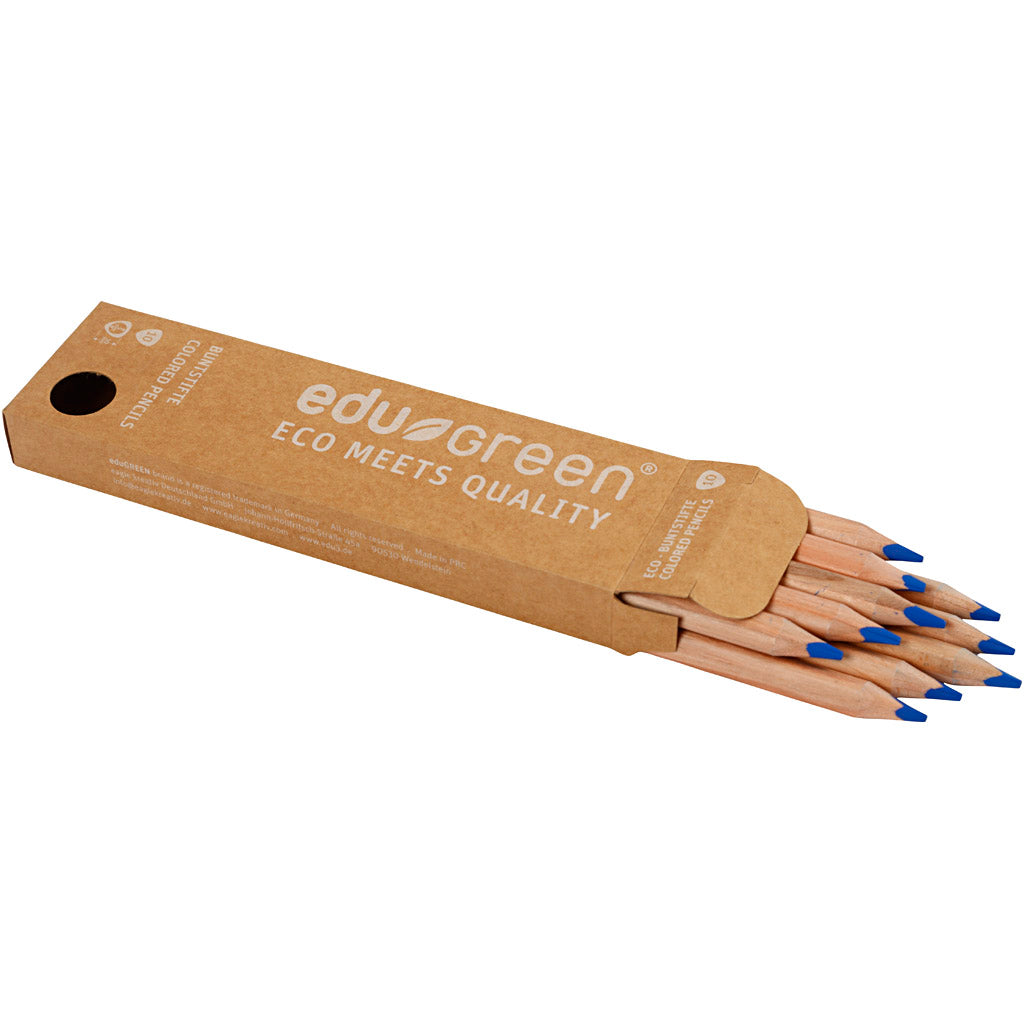 Edugreen Jumbo Coloured Pencils, lead 5 mm, blue, 10 pc/ 1 pack [HOB-408254]
