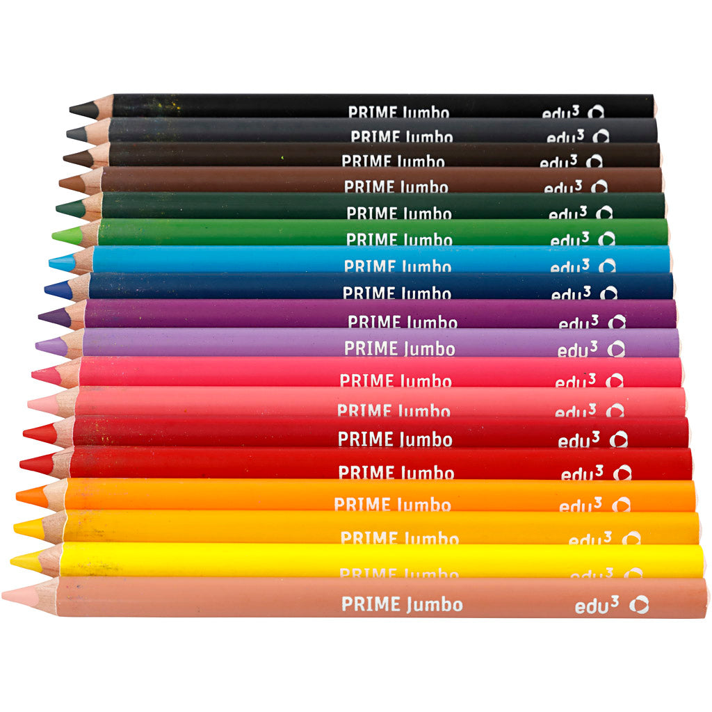 edu Jumbo Coloured Pencils, thickness 10 mm, lead 6,25 mm, assorted colours, 18 pc/ 1 pack [HOB-409018]