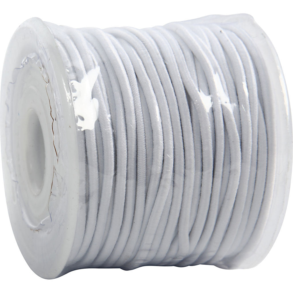 Elastic Cord, thickness 2 mm, white, 25 m/ 1 roll [HOB-410360]