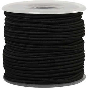 Elastic Cord, thickness 2 mm, black, 25 m/ 1 roll [HOB-410370]