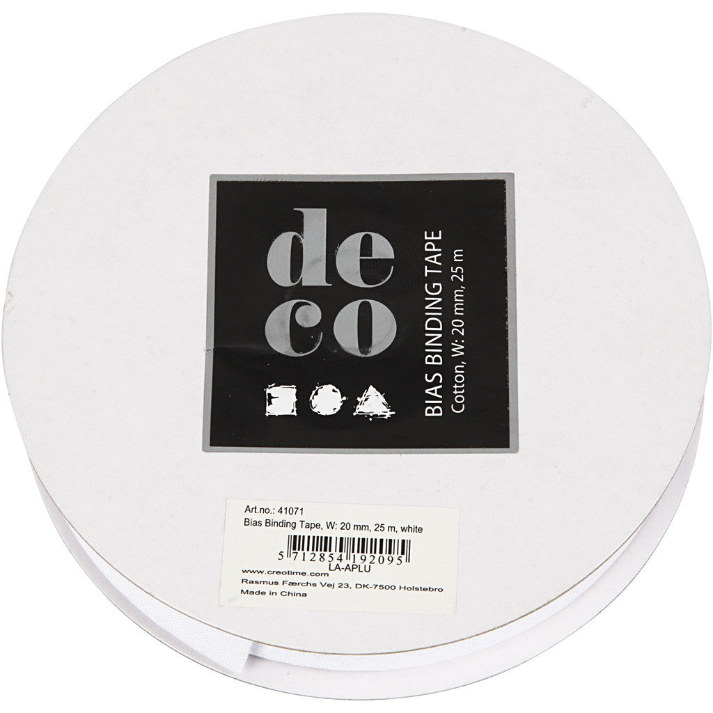 Bias Binding Tape, W: 20 mm, white, 25 m/ 1 roll [HOB-41071]