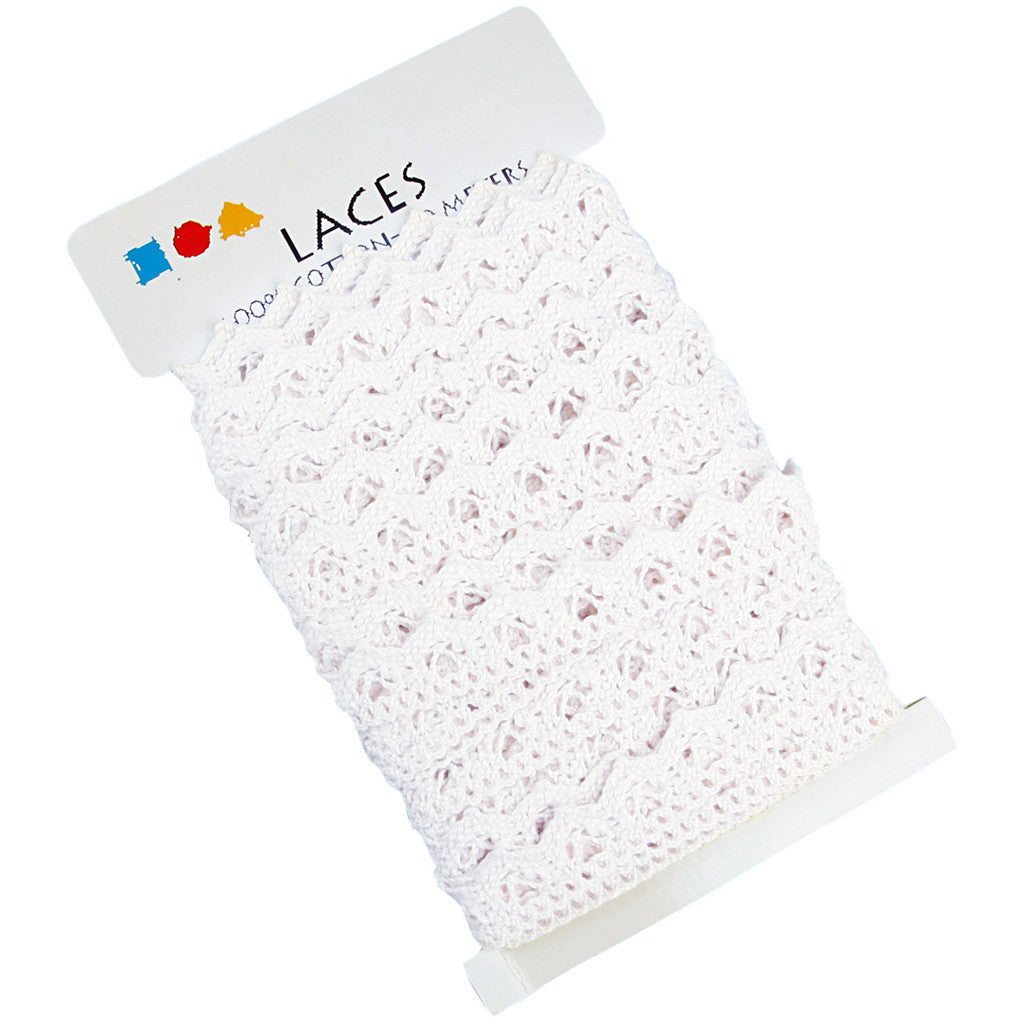 Crochet Lace Border , W: 19 mm, white, 10 m/ 1 roll [HOB-41091]