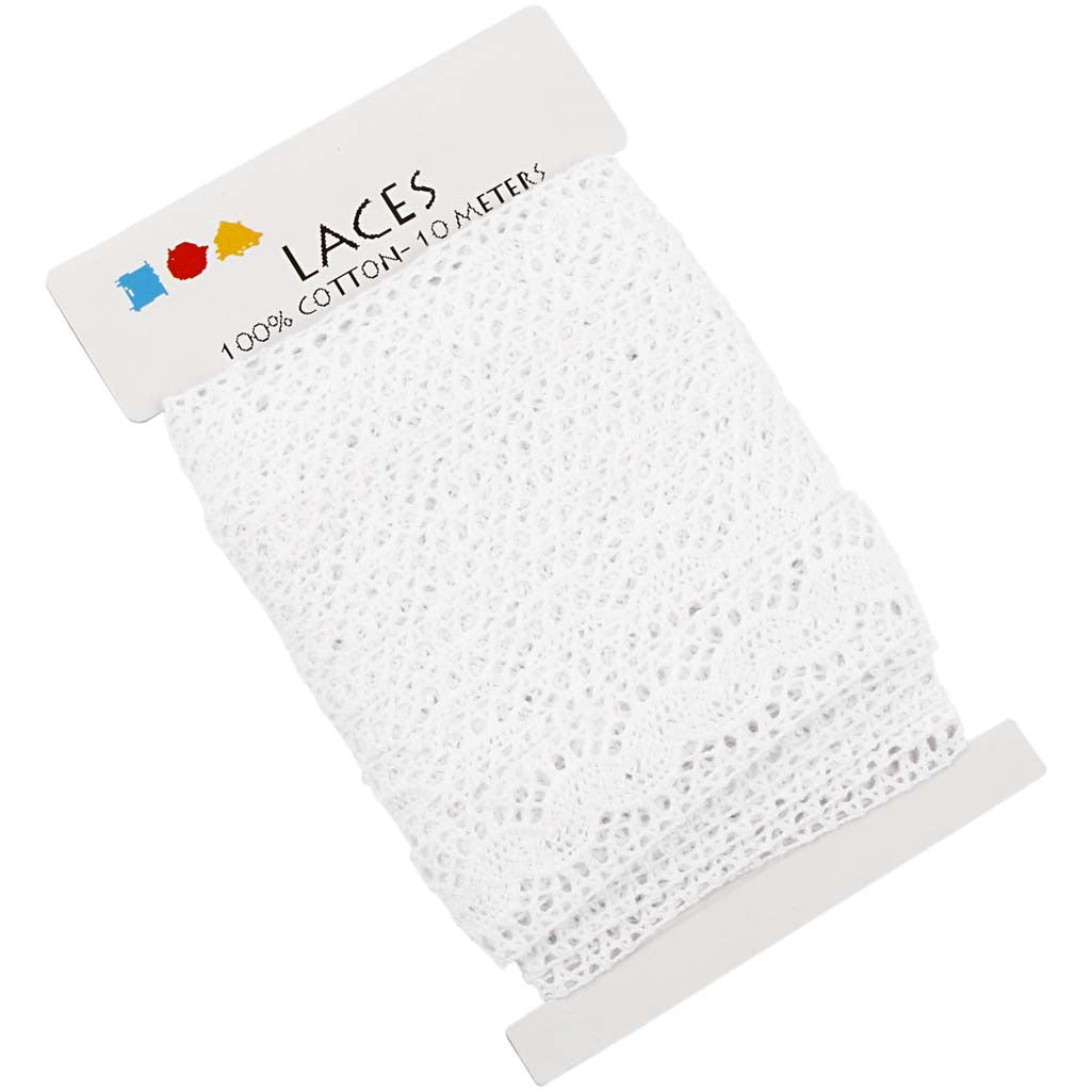 Crochet Lace Border , W: 30 mm, white, 10 m/ 1 roll [HOB-41093]
