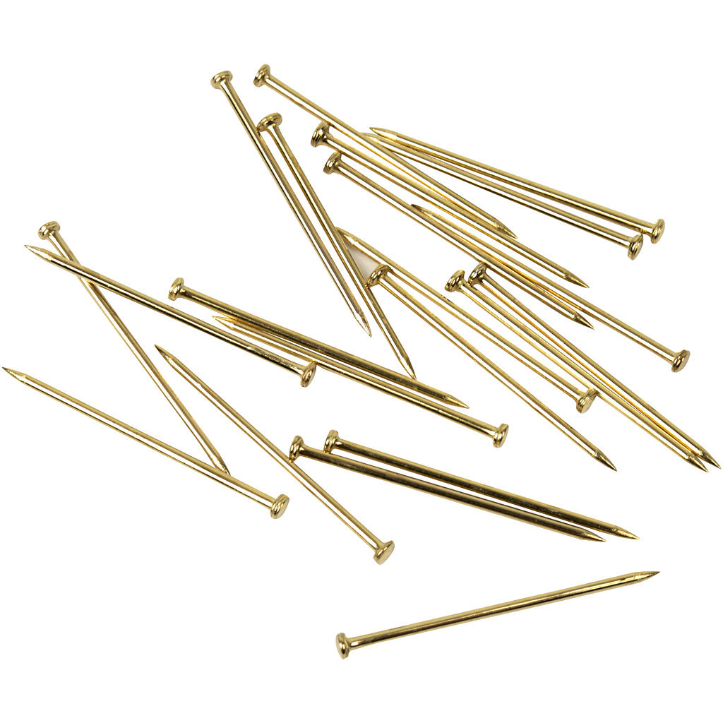 Straight Pins, L: 16 mm, thickness 0,65 mm, ca. 500 pc, gold, 35 g/ 1 pack [HOB-41122]