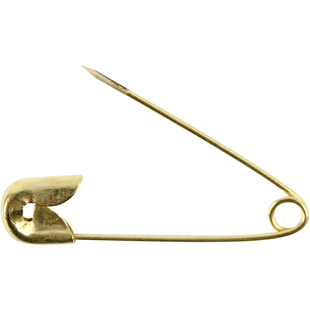 Safety Pins, L: 22 mm, thickness 0,6 mm, gold, 100 pc/ 1 pack [HOB-41136]