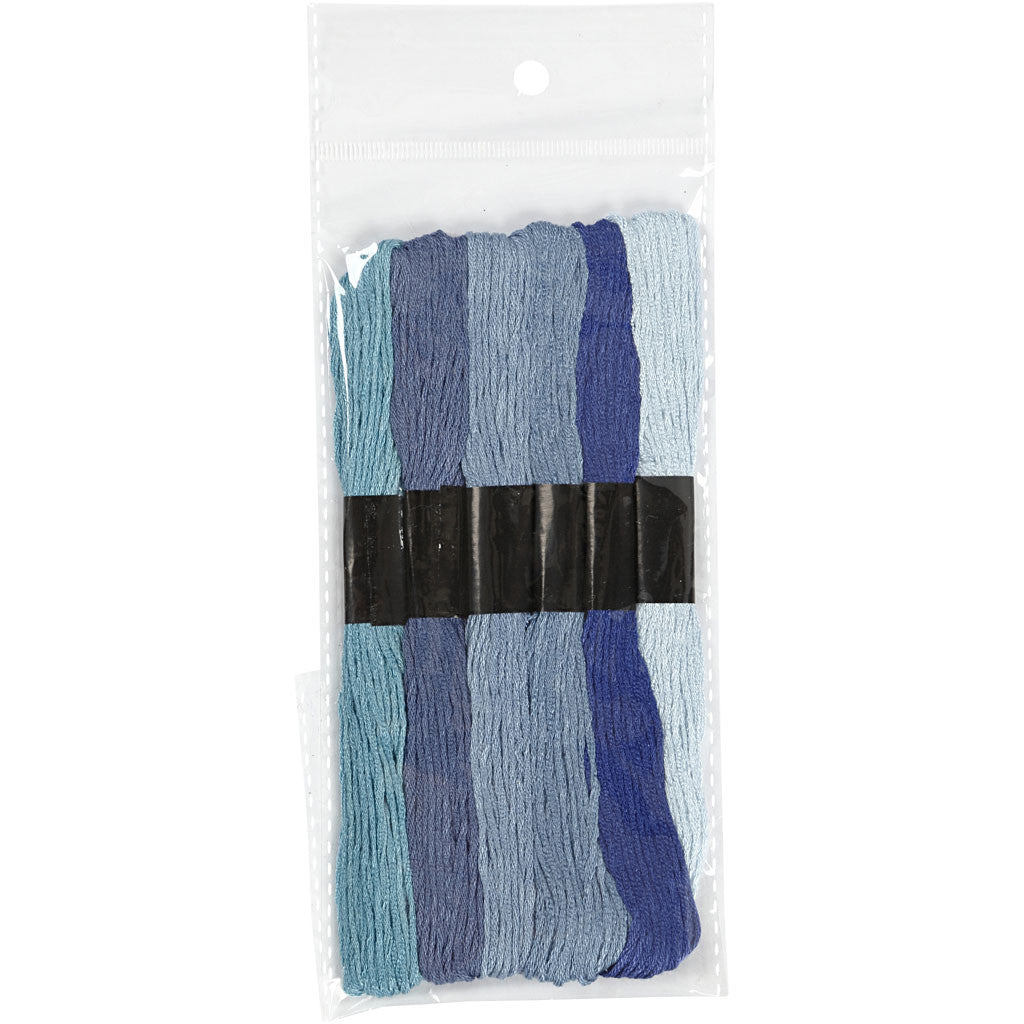 Embroidery Thread, thickness 1 mm, blue harmony, 6 bundle/ 1 pack [HOB-412710]