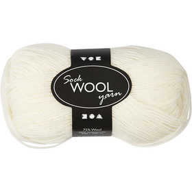 Sock Yarn, L: 200 M, off-white, 50 g/ 1 ball [HOB-41311]
