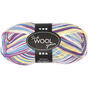 Sock Yarn, L: 200 M, purple/pink harmony, 50 g/ 1 ball [HOB-41317]