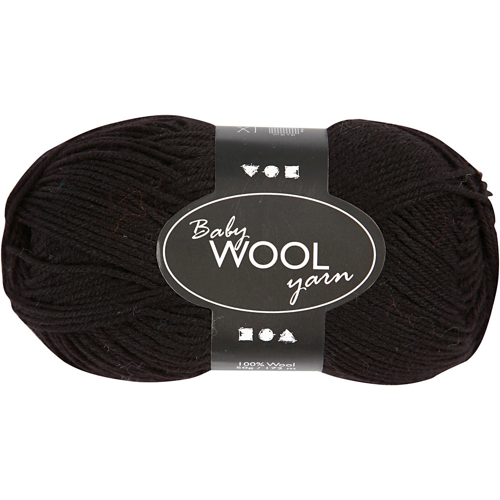 Baby Yarn, L: 172 M, black, 50 g/ 1 ball