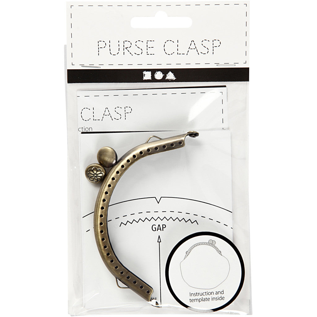 Purse Clasp Kit, size 8 cm, brushed brass, 1 pc [HOB-41355]