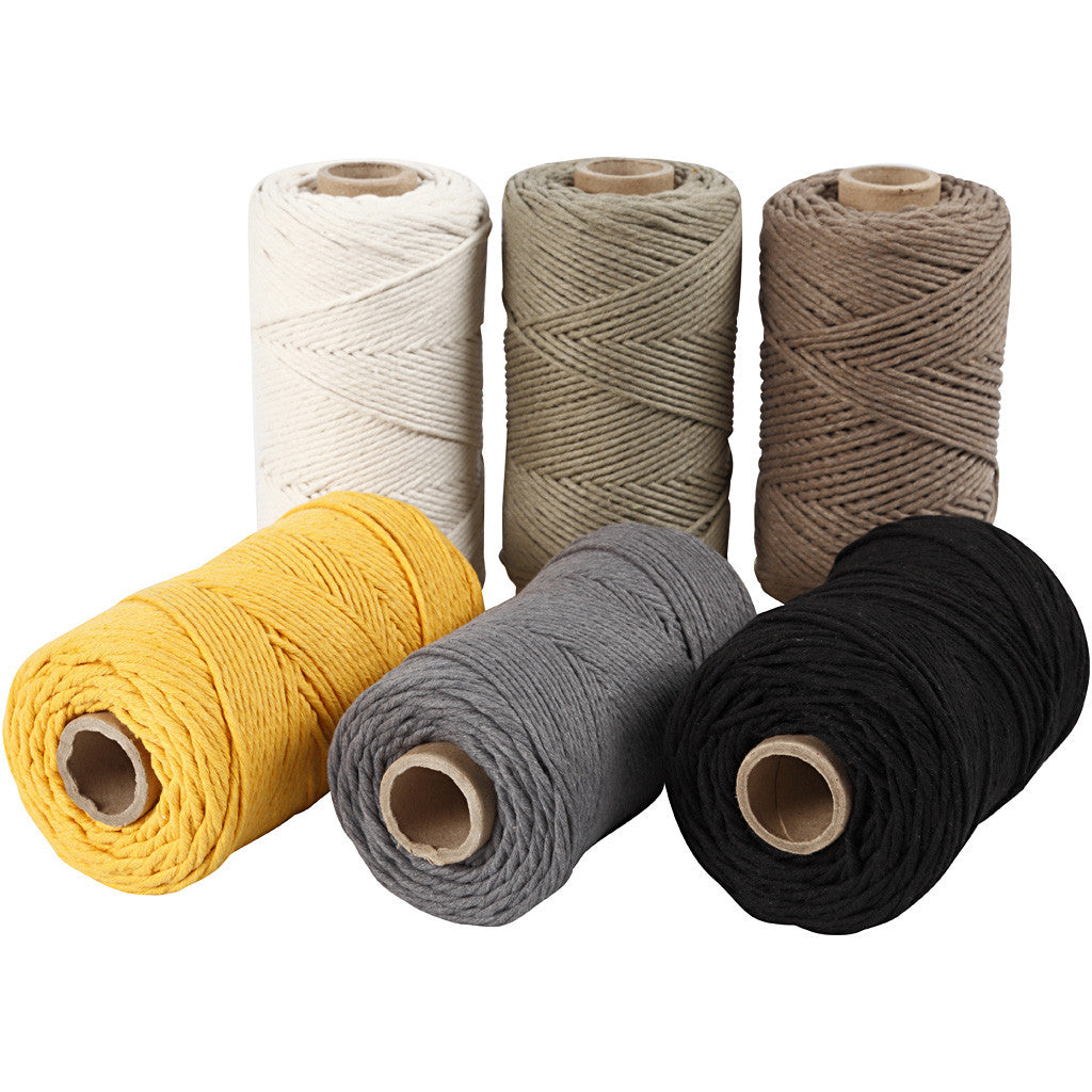 Macramé Cord, L: 198 M, dia. 2 mm, assorted colours, 6x330 g/ 1 pack [HOB-414766]