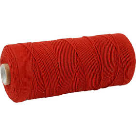 Macramé cord, L: 315 M, thickness 1 mm, Thin quality 12/12, red, 220 g/ 1 ball [HOB-41506]