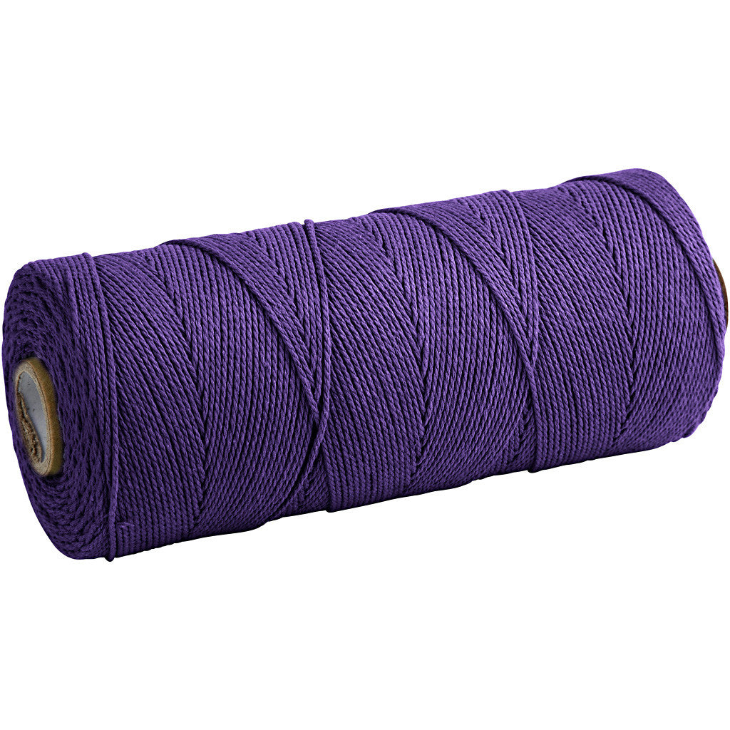 Macramé cord, L: 315 M, thickness 1 mm, Thin quality 12/12, violet, 220 g/ 1 ball [HOB-41510]