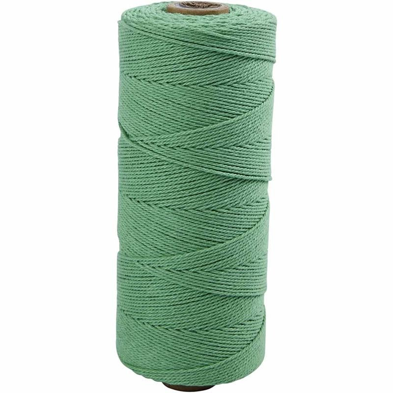 Macramé cord, L: 315 M, thickness 1 mm, Thin quality 12/12, light green, 220 g/ 1 ball [HOB-41514]