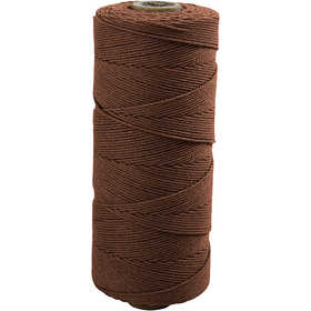 Macramé cord, L: 315 M, thickness 1 mm, Thin quality 12/12, brown, 220 g/ 1 ball [HOB-41518]