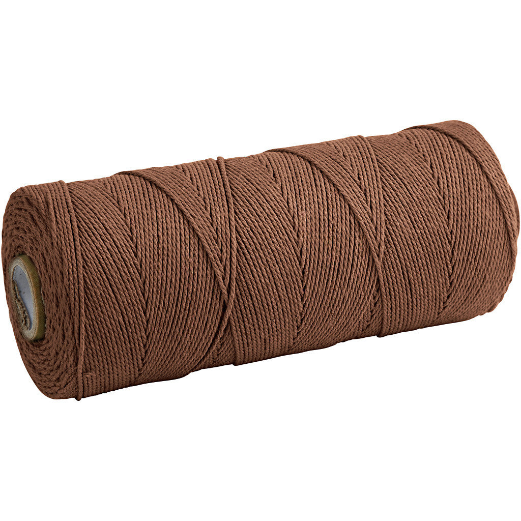 Macramé cord, L: 315 M, thickness 1 mm, Thin quality 12/12, brown, 220 g/ 1 ball [HOB-41518]