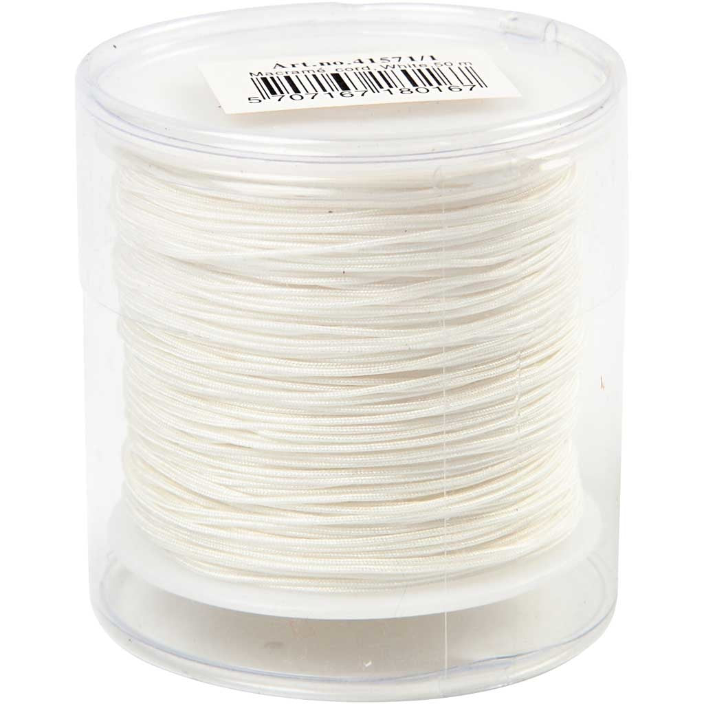 Polyester Cord, thickness 0,8 mm, white, 50 m/ 1 roll [HOB-41571]