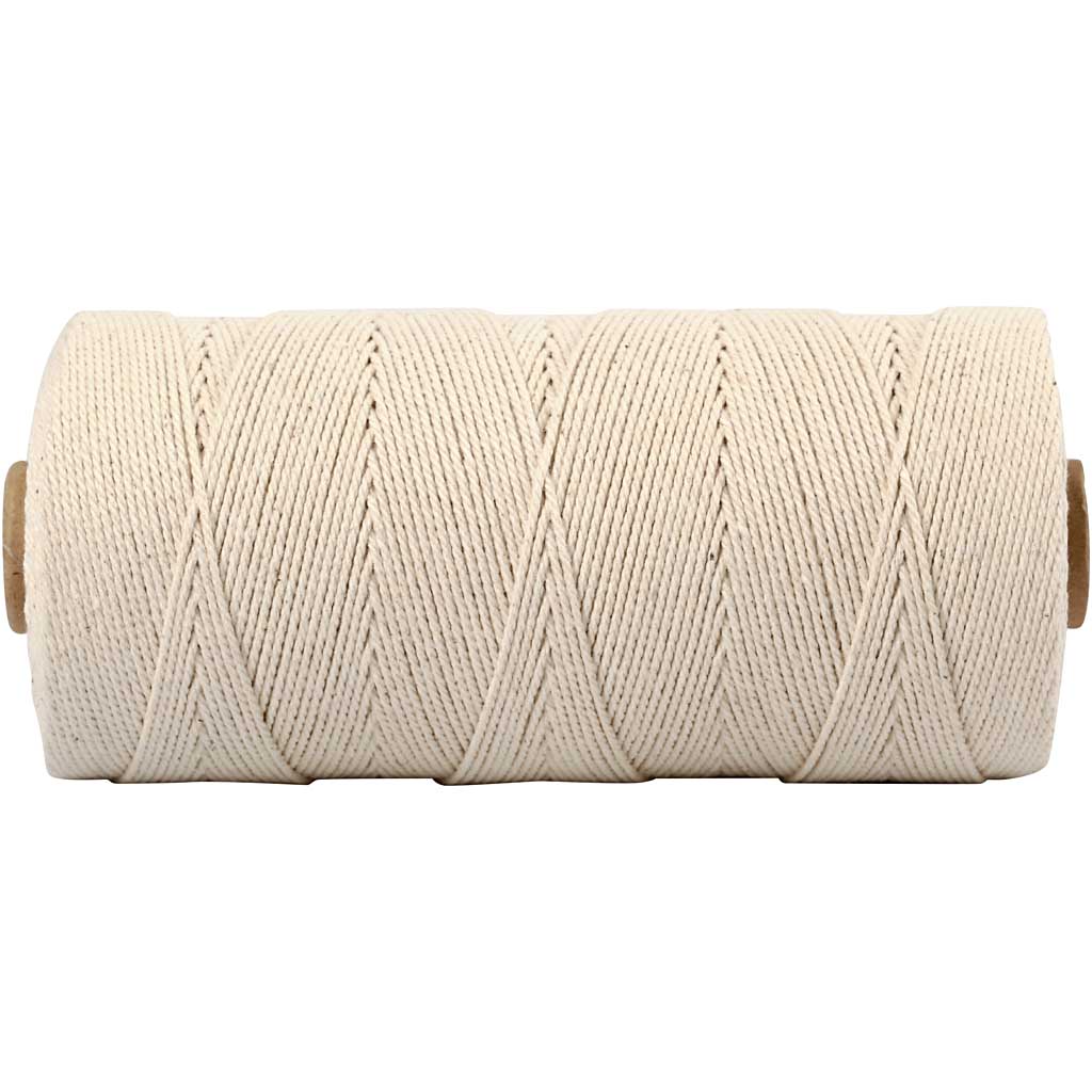 Macramé cord, L: 315 M, thickness 1 mm, Thin quality 12/12, light natural, 220 g/ 1 ball [HOB-41572]