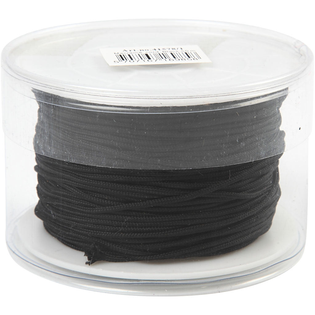 Polyester Cord, thickness 1,8 mm, black, 50 m/ 1 roll [HOB-41578]