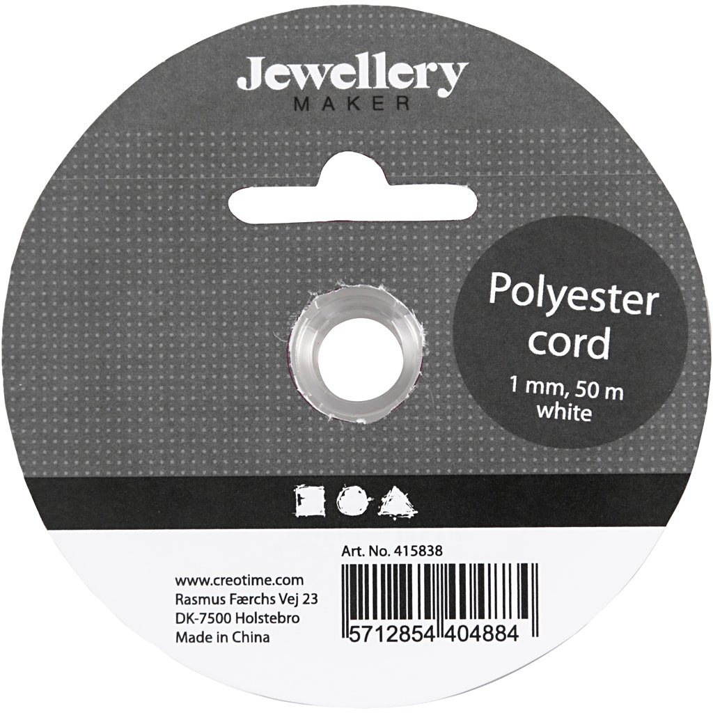 Polyester cord, thickness 1 mm, white, 50 m/ 1 roll [HOB-415838]