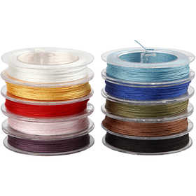 Polyester cord, thickness 1 mm, assorted colours, 10x50 m/ 1 pack [HOB-41583]