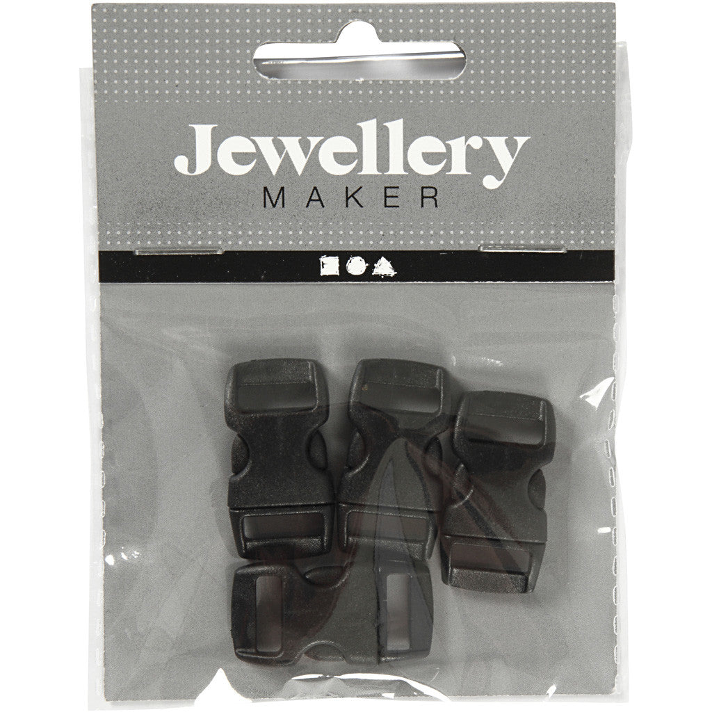 Click Clasp, L: 29 mm, W: 15 mm, hole size 3x11 mm, black, 4 pc/ 1 pack [HOB-41617]