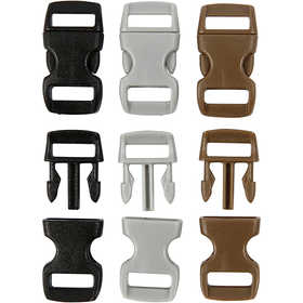 Click Clasp, L: 29 mm, W: 15 mm, hole size 3x11 mm, black, brown, grey, 100 pc/ 1 pack [HOB-41619]