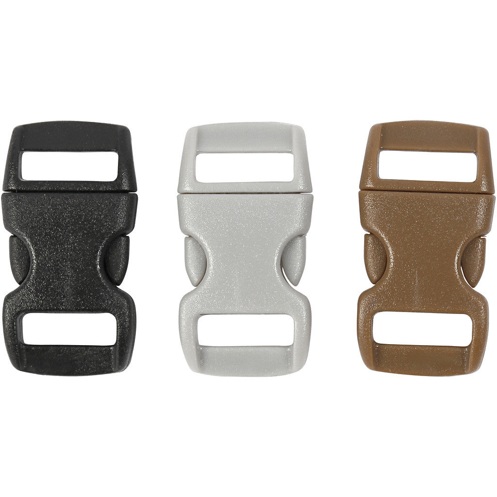 Click Clasp, L: 29 mm, W: 15 mm, hole size 3x11 mm, black, brown, grey, 100 pc/ 1 pack [HOB-41619]