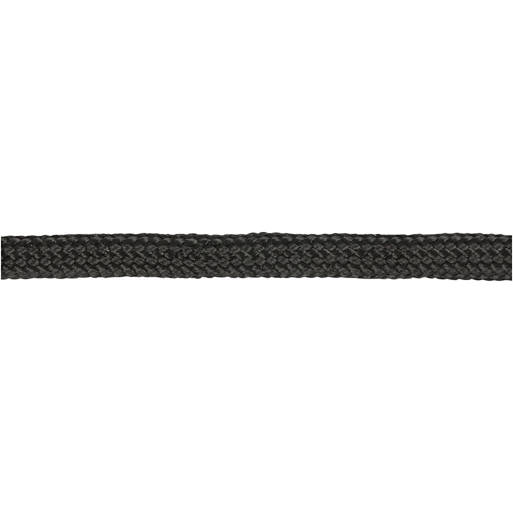 Polyester Cord, W: 5 mm, black, 4 m/ 1 roll [HOB-41635]