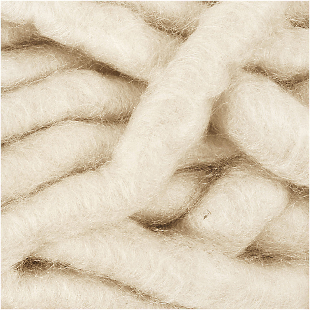 Chunky Yarn of Acrylic, L: 17 M, size manga, off-white, 200 g/ 1 ball [HOB-42157]