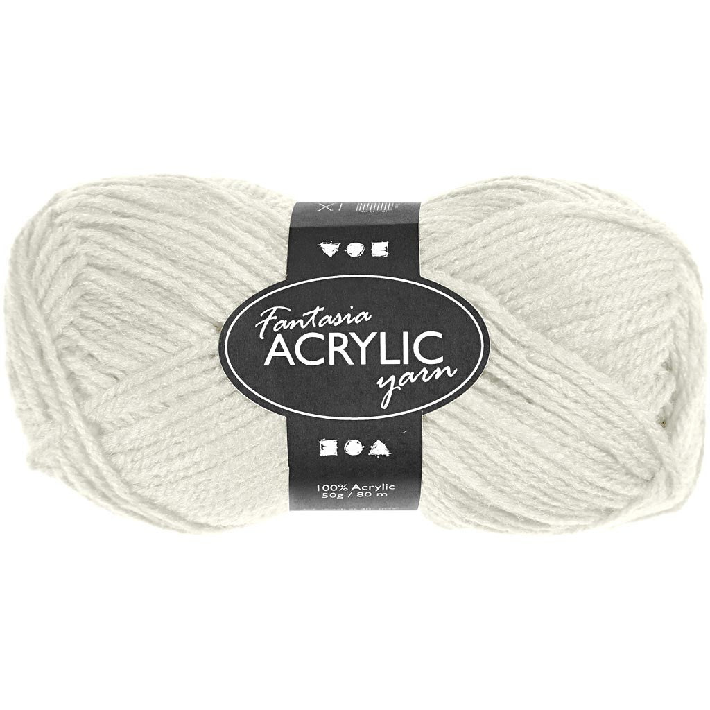 Fantasia Acrylic Yarn, L: 80 M, off-white, 50 g/ 1 ball [HOB-421801]