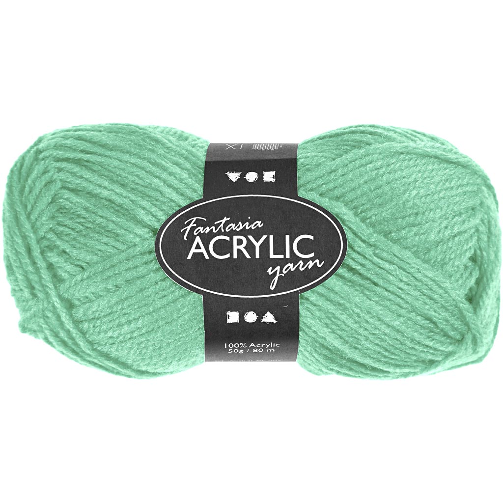 Fantasia Acrylic Yarn, L: 80 m, mint green, 50g/ 1 ball [HOB-421803]