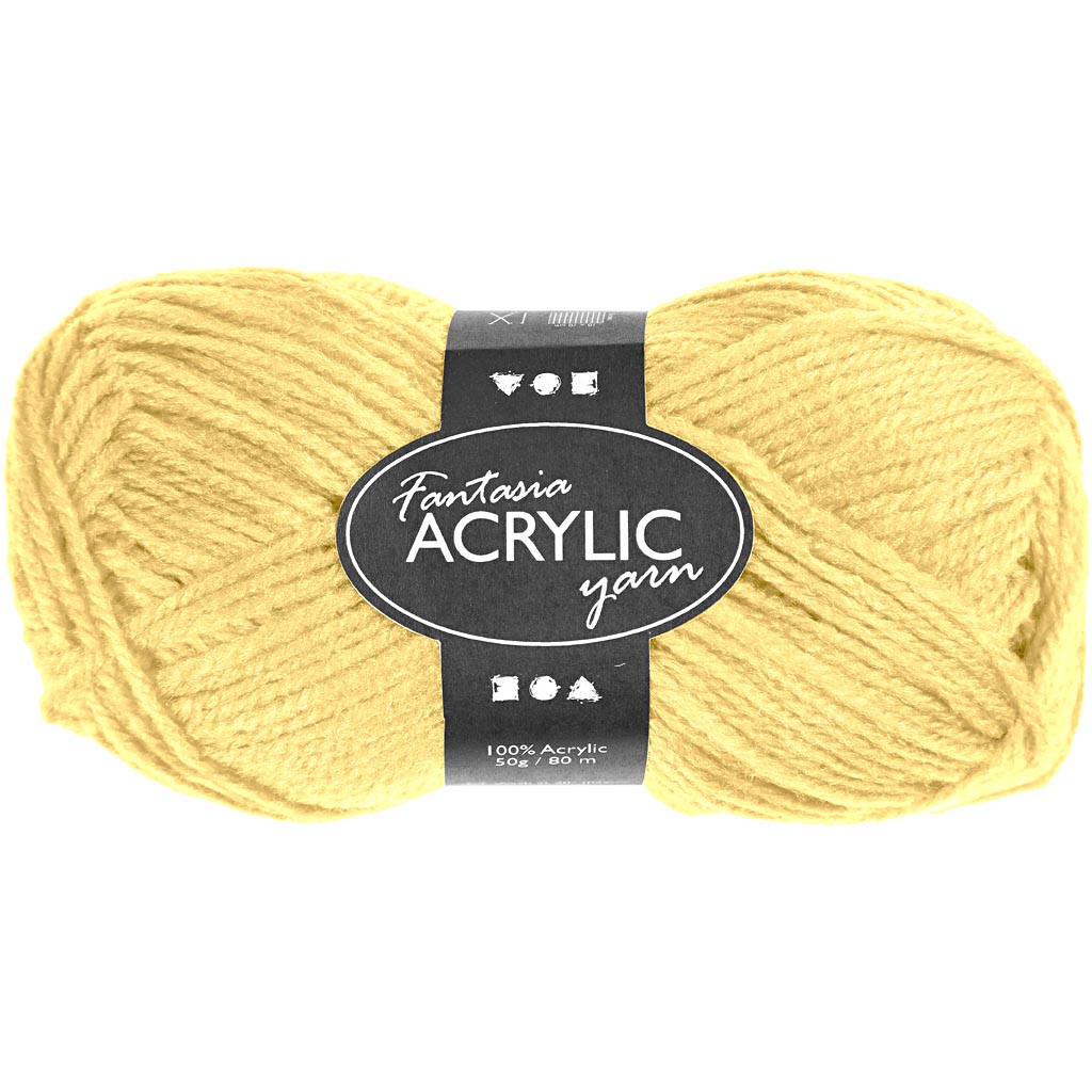 Fantasia Acrylic Yarn, L: 80 M, light yellow, 50 g/ 1 ball [HOB-421804]
