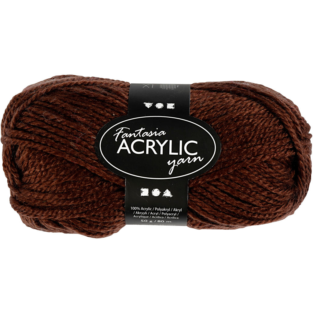 Fantasia Acrylic Yarn, L: 80 M, brown, 50 g/ 1 ball [HOB-421806]