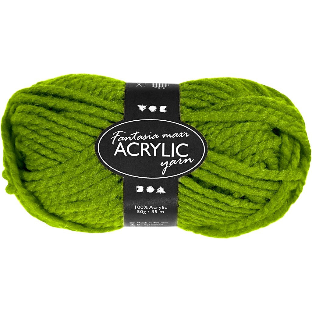 Fantasia Acrylic Yarn, L: 35 M, Maxi, green, 50 g/ 1 ball [HOB-421865]
