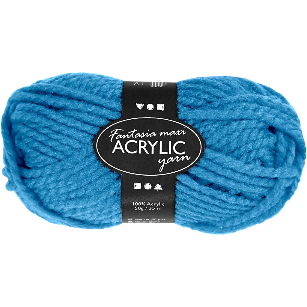 Fantasia Acrylic Yarn, L: 35 M, Maxi, turquoise, 50 g/ 1 ball [HOB-421874]