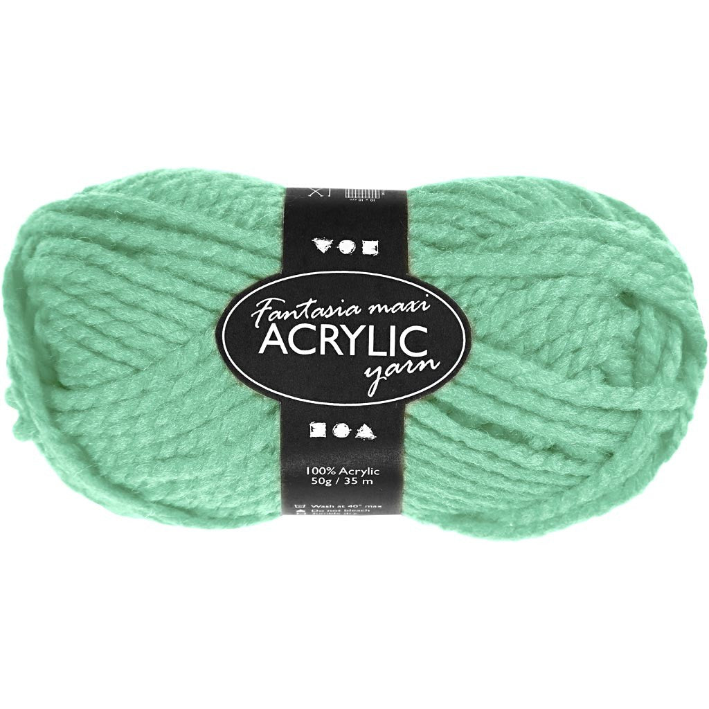 Fantasia Acrylic Yarn, L: 35 M, Maxi, mint green, 50 g/ 1 ball [HOB-421877]