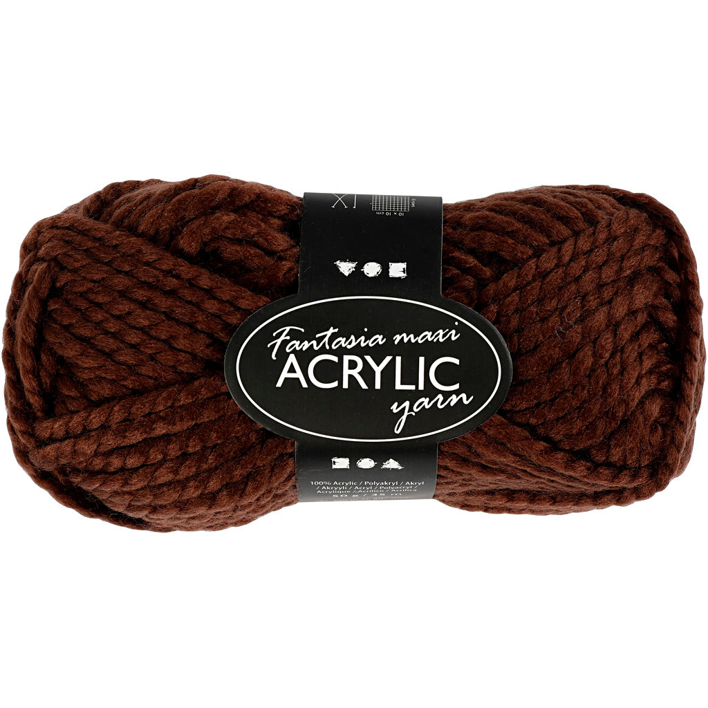 Fantasia Acrylic Yarn, L: 35 M, Maxi, brown, 50 g/ 1 ball [HOB-421880]